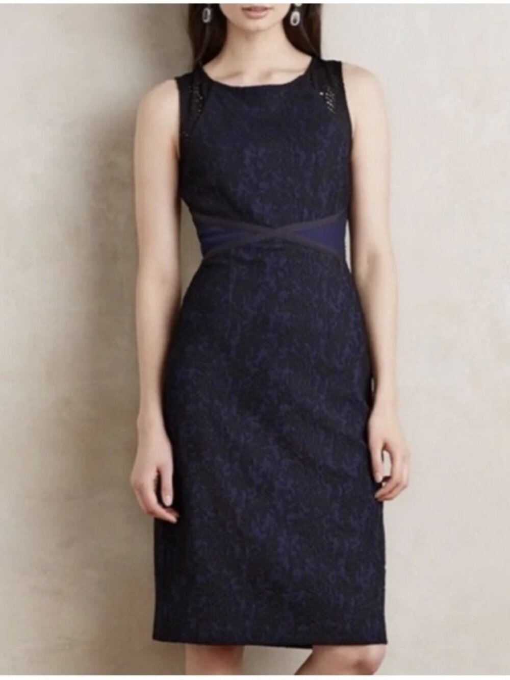 Moulinette Soeurs Anthropologie Lace Navy Black Dress Size 4